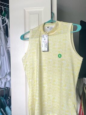 adidas Sleeveless Tank Top in Light Yellow & White